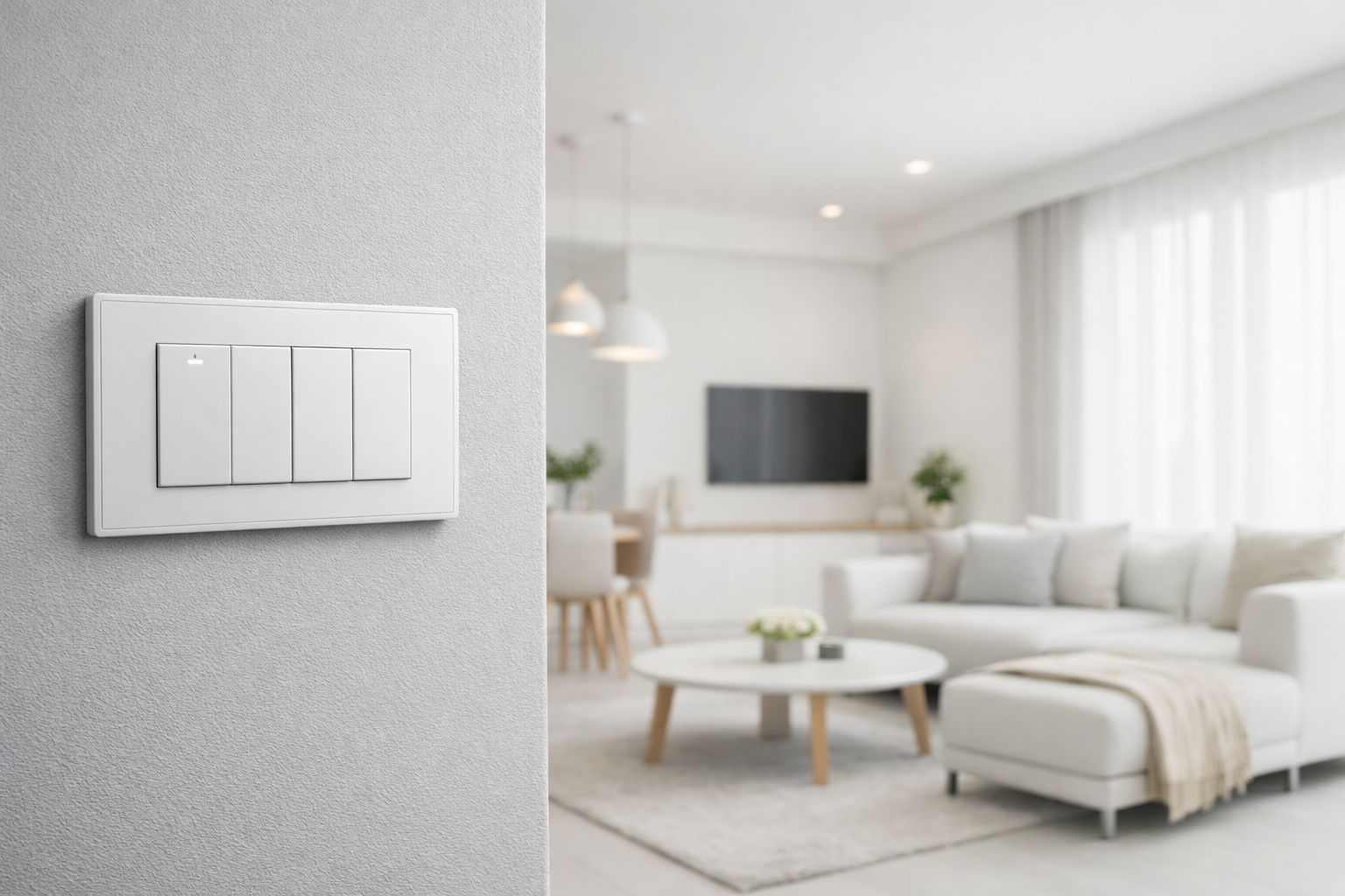 Modern living room with VALU switch panel